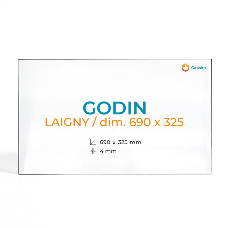 Cristal Godin LAIGNY / DIM. 690 X 325 - Vidrio Rectángulo para estufa de leña