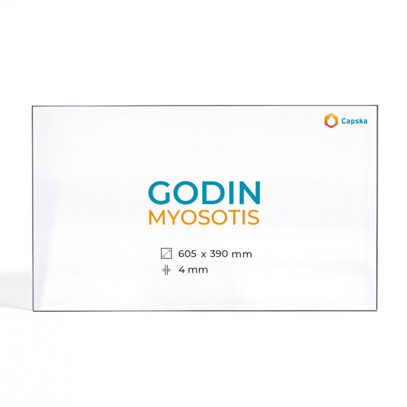 Vetro Godin MYOSOTIS per stufa a legna - Rettangolo 605x390 mm