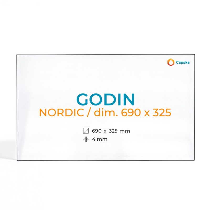 Vitre Godin NORDIC / DIM. 690 X 325 - Verre Rectangle pour poêle à bois
