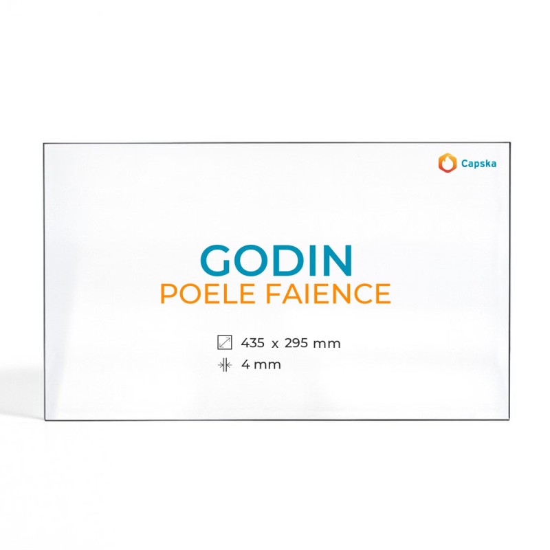 Godin POELE FAIENCE Glas - Rechteck Kaminglas für Kaminofen