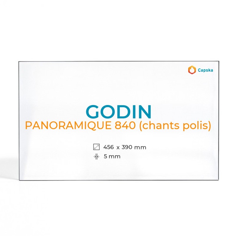 Vitre Godin Panoramique 840 Chants Polis 456x390 mm - Capska
