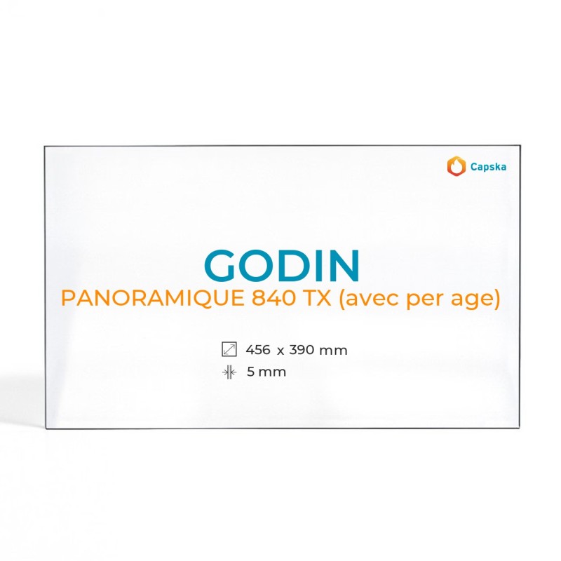 Vitre Godin PANORAMIQUE 840 TX (avec perçage) - Verre Rectangle Percé pour insert
