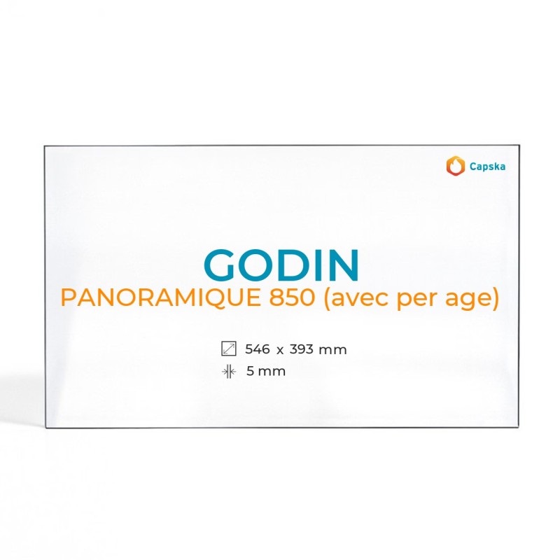 Vetro Godin PANORAMIQUE 850 - Vetro Rettangolo Forato per Caminetto