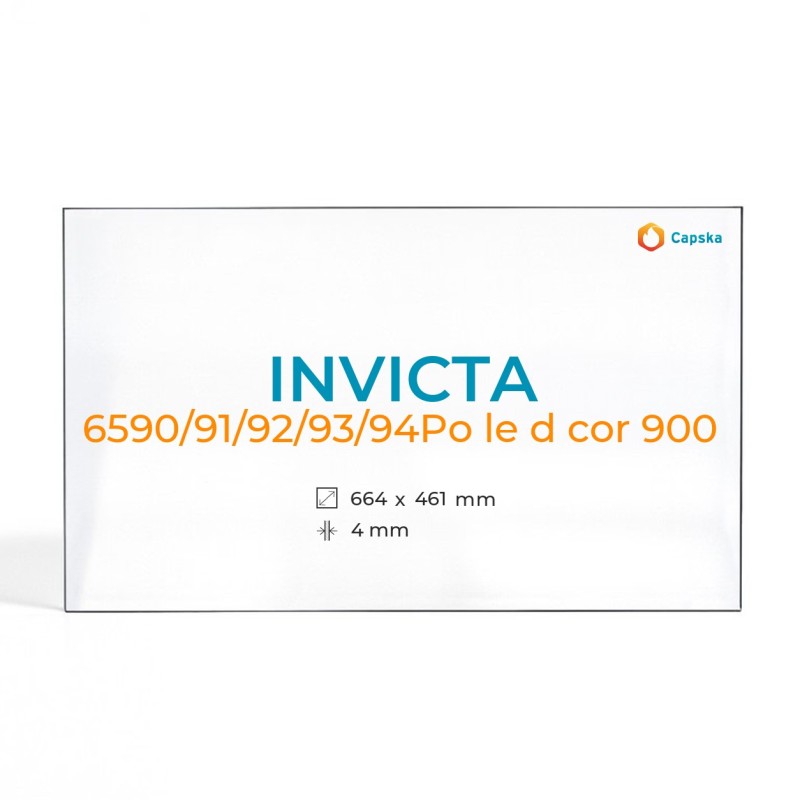 Vitre Invicta 6590/91/92/93/94POÊLE DÉCOR 900 - Verre Rectangle pour insert