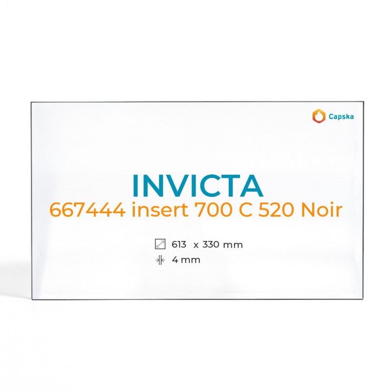 Invicta 667444 INSERT 700 C 520 Noir Glass Panel for Fireplace Insert