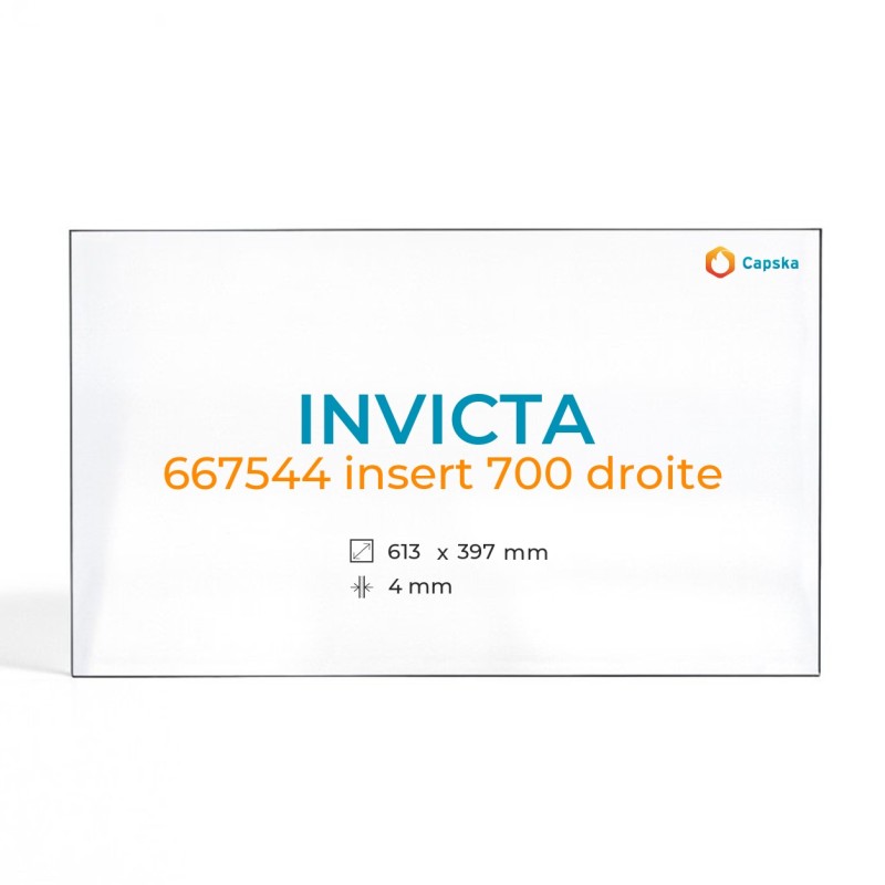 Vitre Invicta 667544 INSERT 700 DROITE - Verre Rectangle