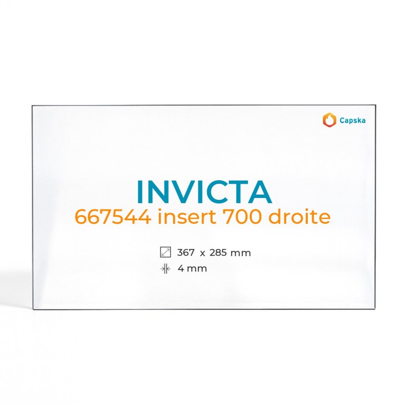 Vitre Invicta 667544 INSERT 700 DROITE - Verre Rectangle Latéral