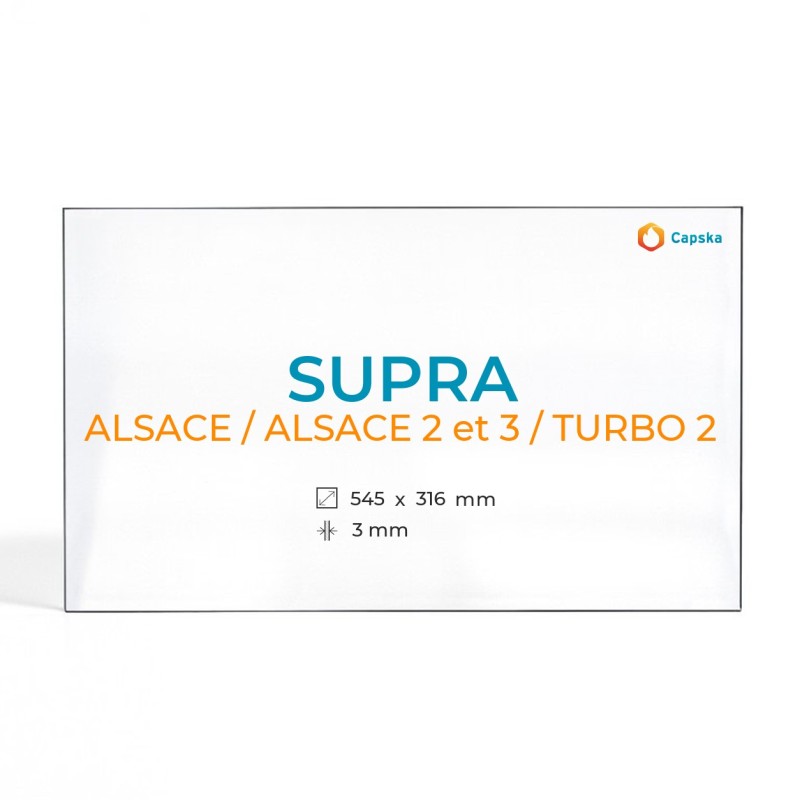Vitre Supra ALSACE / ALSACE 2 et 3 / TURBO 2 - Verre Rectangle pour poêle à bois
