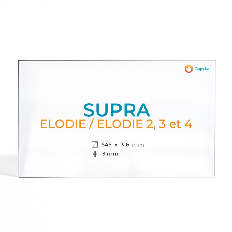 Vidre Rectangle per Estufa de Llenya SUPRA ELODIE / ELODIE 2, 3 ET 4 - 545 x 316 x 3 mm