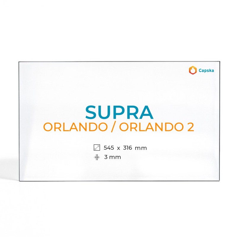 Glas für SUPRA ORLANDO / ORLANDO 2 Kaminofen - Rechteckiges Kaminglas