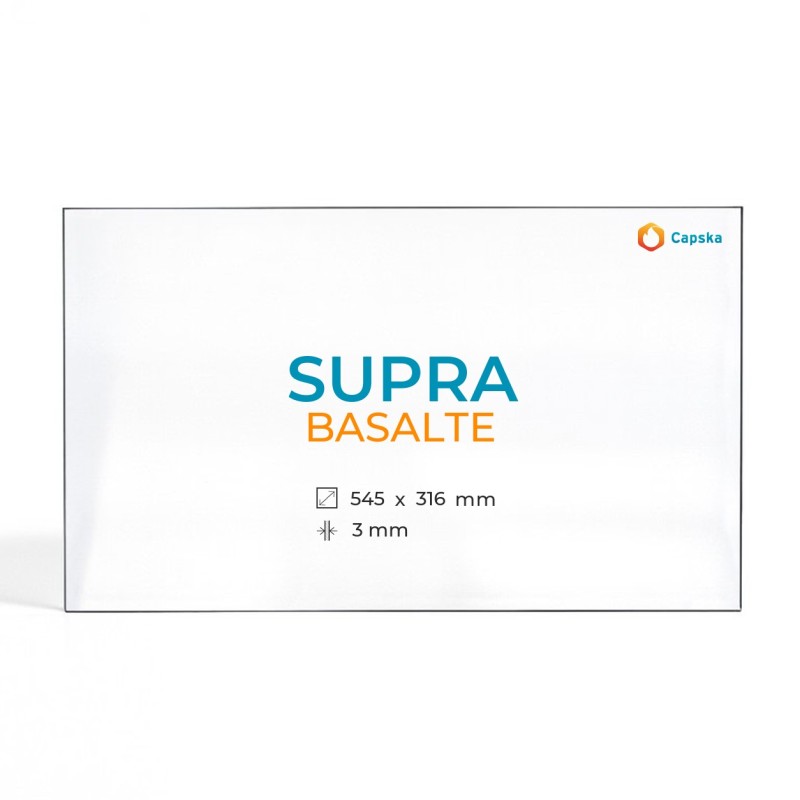 Supra BASALTE Glas - Rechteck Kaminglas für Kaminofen