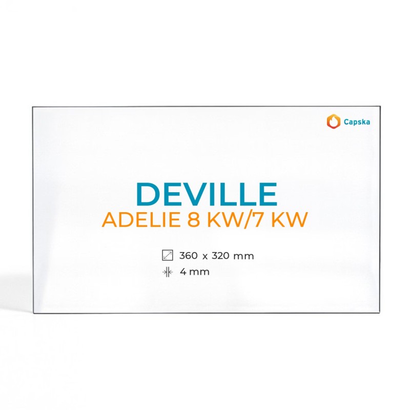 Deville ADELIE 8 KW/7 KW Glass - Rectangular Panel for Wood Burning Stove