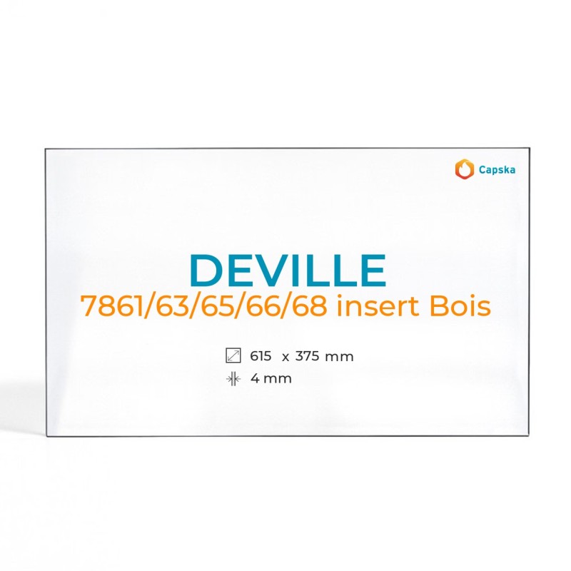 Deville 7861/63/65/66/68 INSERT BOIS Glas - Rechteck Kaminglas für Kaminofen
