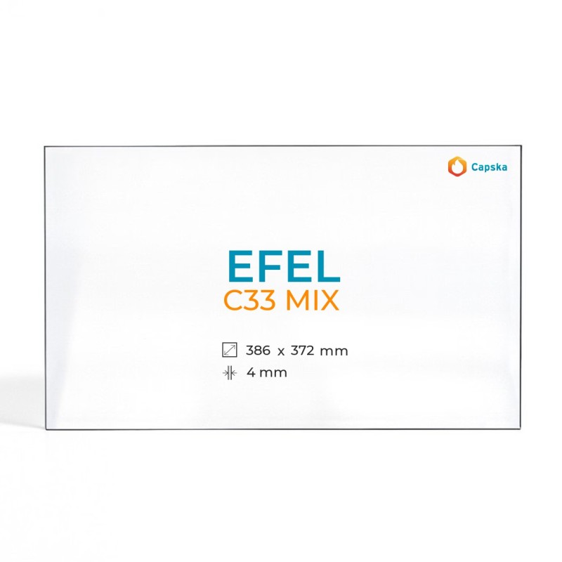 Efel C33 MIX Glass Panel for Wood Burning Stove - Rectangular Shape
