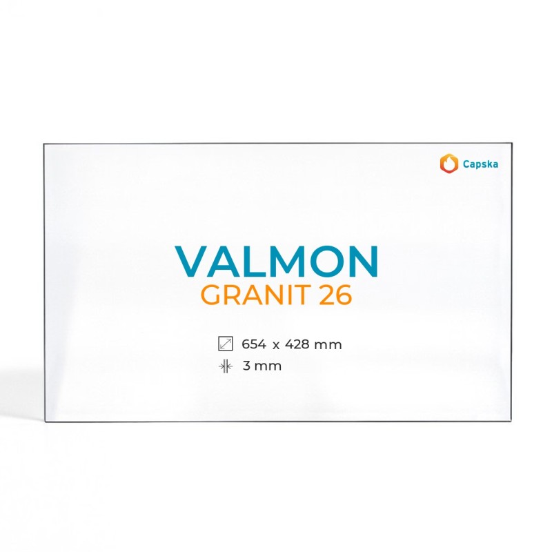 Vitre Valmon Granit 26 654x428mm pour poêle à bois - Capska