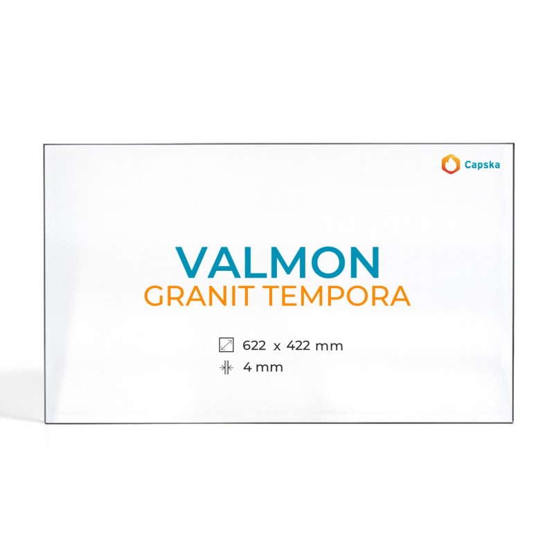 Valmon GRANIT TEMPORA Glas - Rechteck Kaminglas für Kaminofen