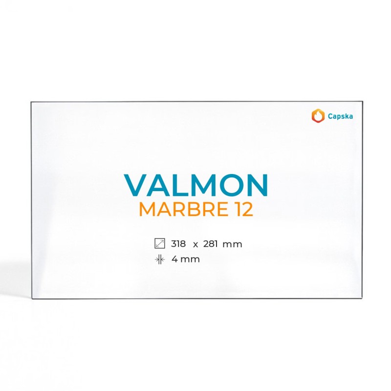 Valmon MARBRE 12 Glass Panel for Fireplace Insert - Rectangular Shape
