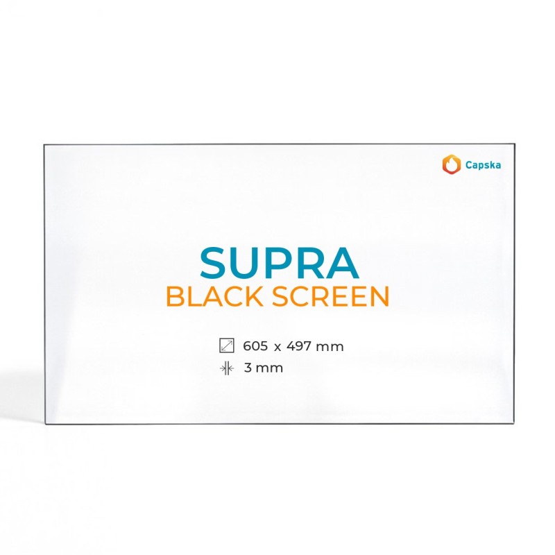 Vitre Supra BLACK SCREEN - Verre Rectangle Sérigraphié pour poêle à bois