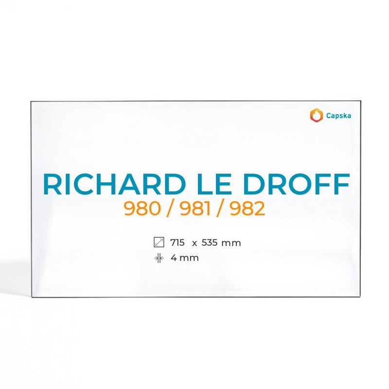Richard Le Droff 980 / 981 / 982 Glas - Rechteck Siebdruck Kaminglas für Kaminofen