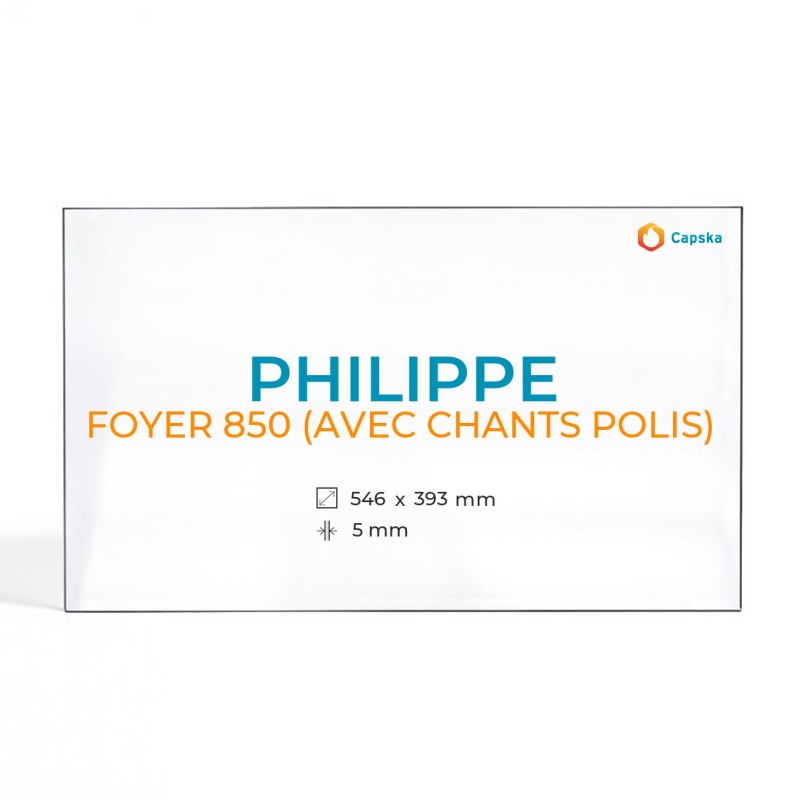 Vitre Philippe FOYER 850 (chants polis) - Verre Rectangle pour insert