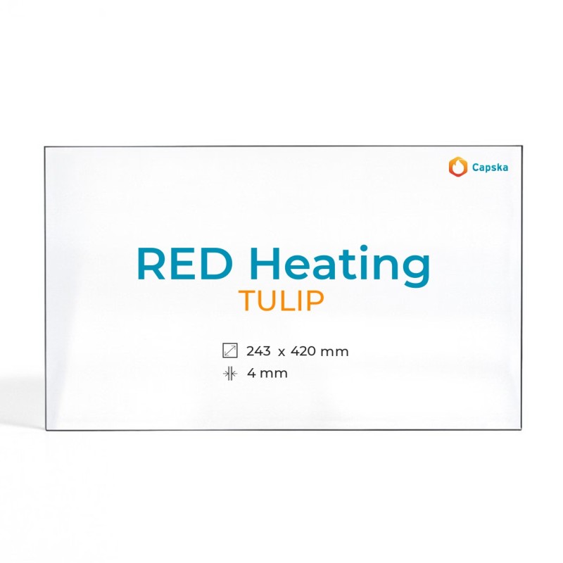 Red Heating TULIP Glass - Rectangular Panel for Pellet Stove
