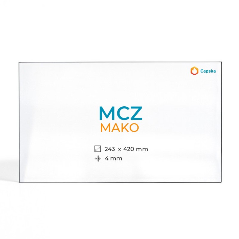 Mcz MAKO Glass Panel for Pellet Stove - Rectangular Shape