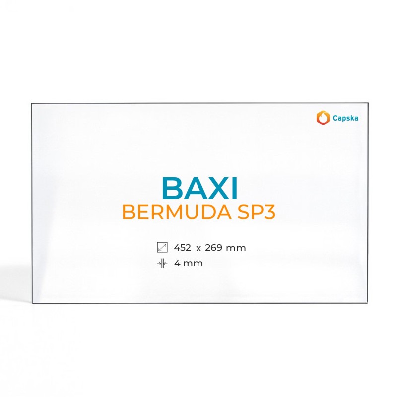 Baxi BERMUDA SP3 Glas - Rechteck Kaminglas für Gasofen