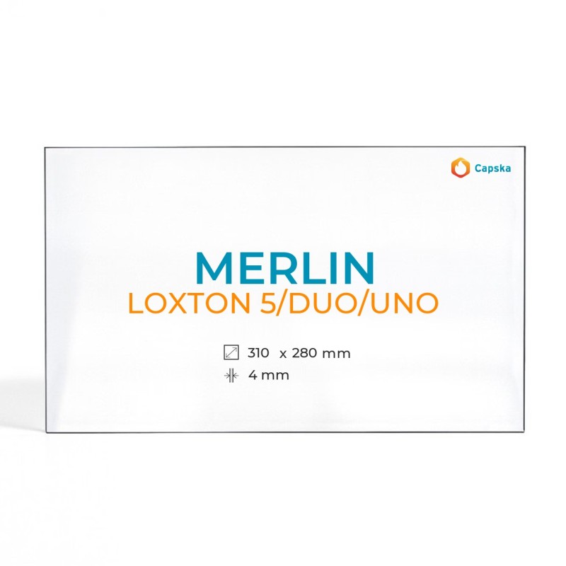 Merlin LOXTON 5/DUO/UNO Glass - Rectangular Panel for Wood Burning Stove