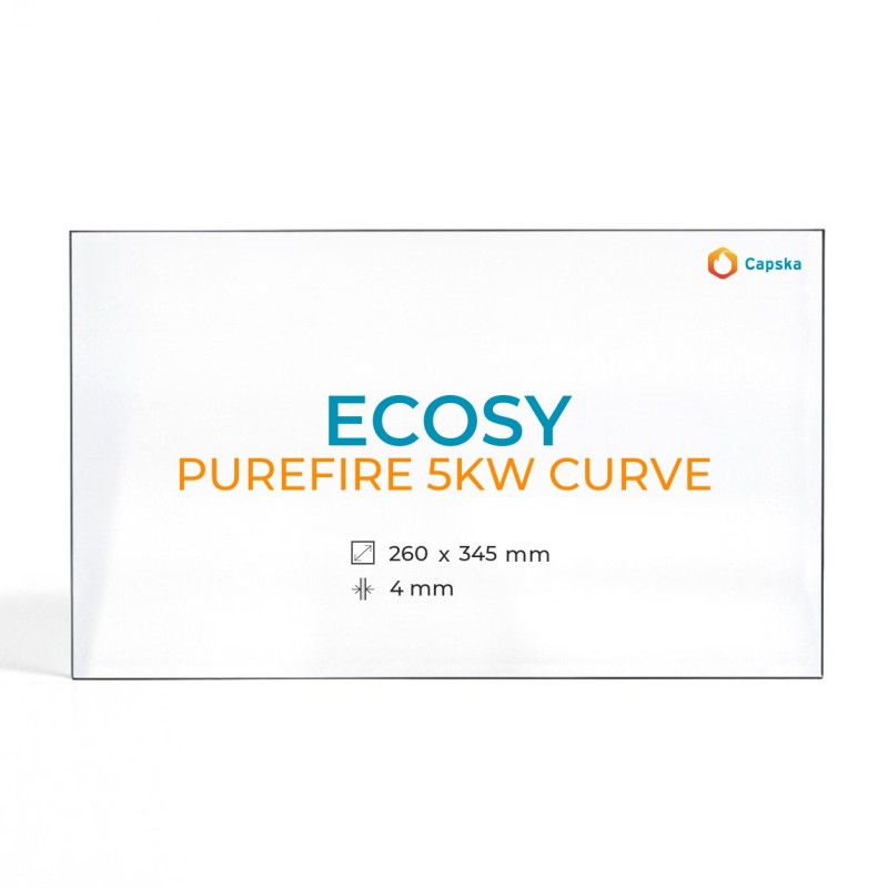 Ecosy PUREFIRE 5KW CURVE Glass - Rectangular Panel for Wood Burning Stove