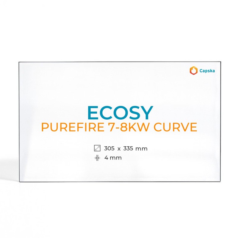 Vitre Ecosy PUREFIRE 7-8KW CURVE - Verre Rectangle pour poêle à bois