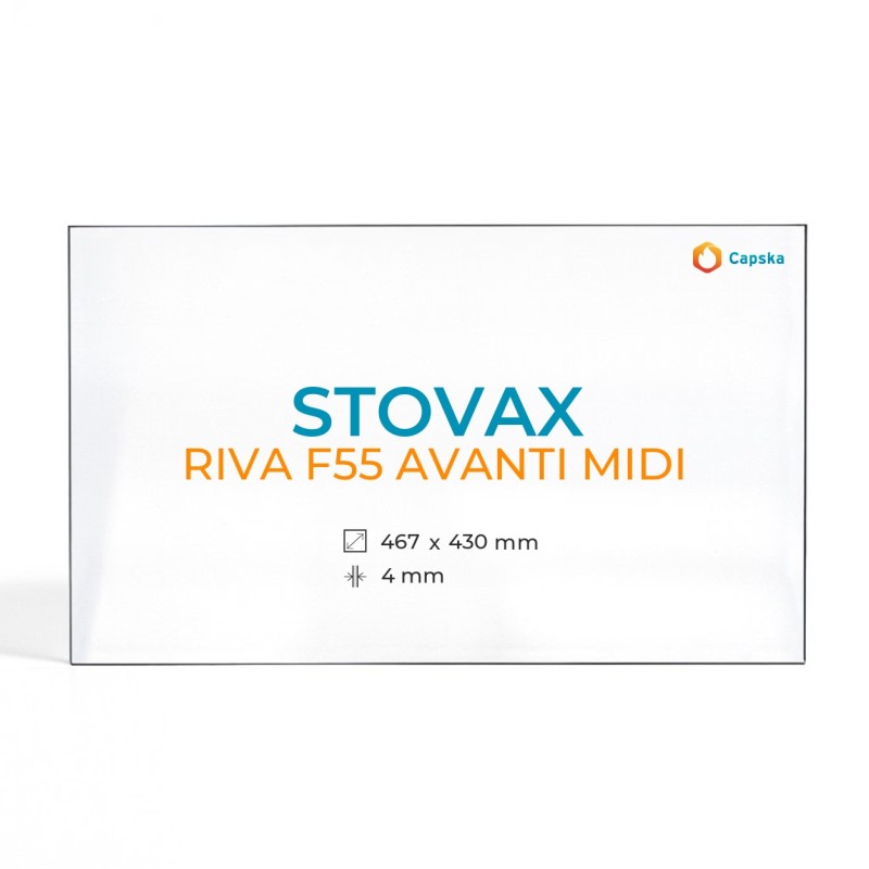 Stovax RIVA F55 AVANTI MIDI Glas - Rechteck Kaminglas für Kaminofen