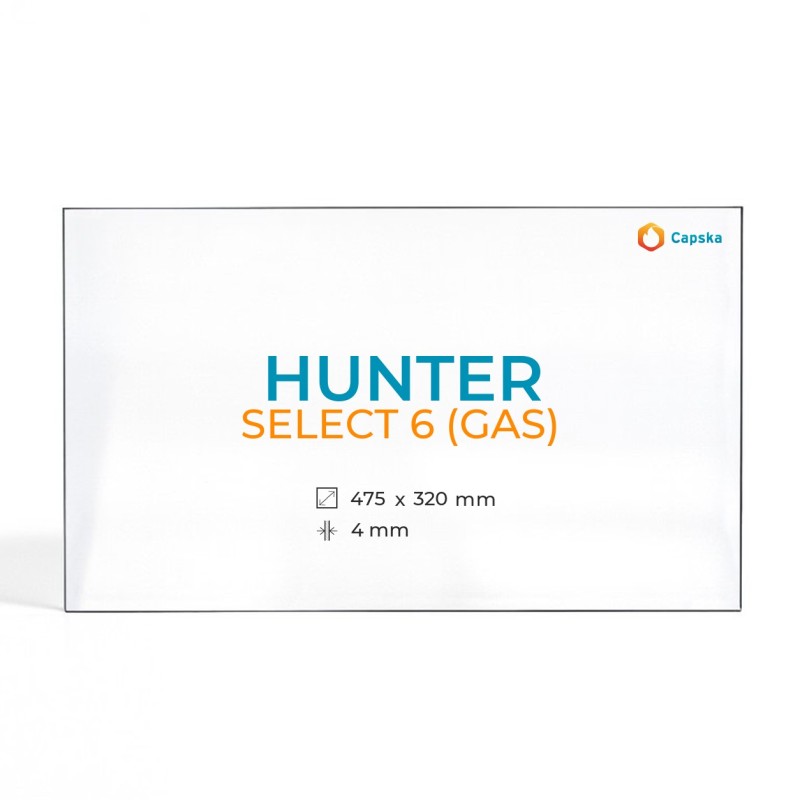 Kaminglas Hunter SELECT 6 (GAS) - Rechteckig, hitzebeständig