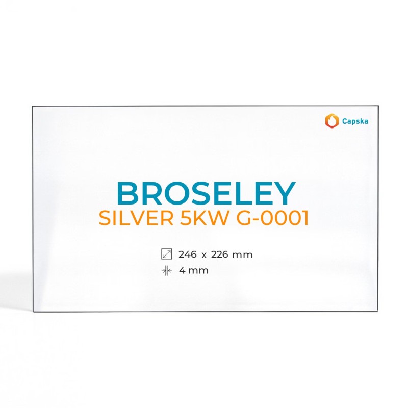 Broseley SILVER 5KW G-0001 Glass - Rectangular Panel for Wood Burning Stove