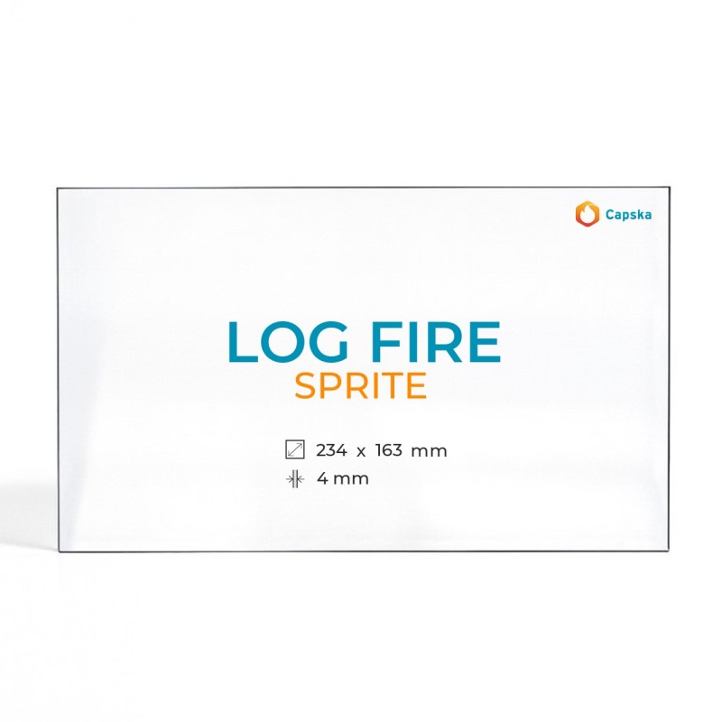 Log Fire SPRITE Glass - Rectangular Panel for Wood Burning Stove