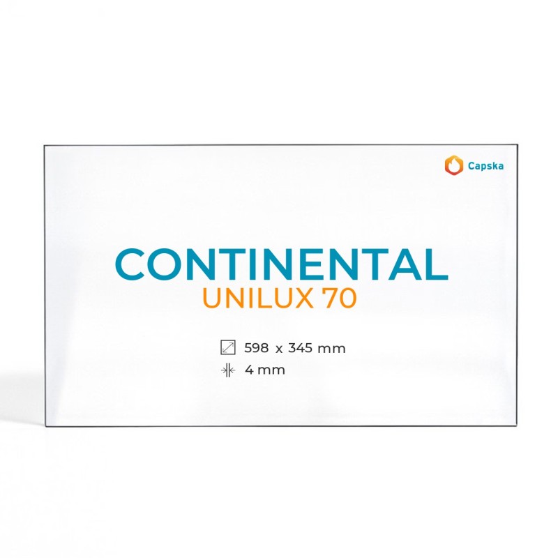 Vitre Continental UNILUX 70 - Verre Rectangle pour poêle à bois