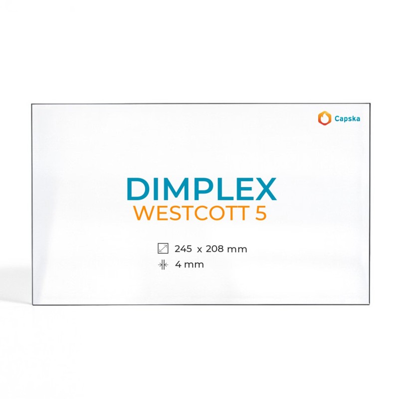 Dimplex WESTCOTT 5 Glas - Rechteck Kaminglas für Kaminofen