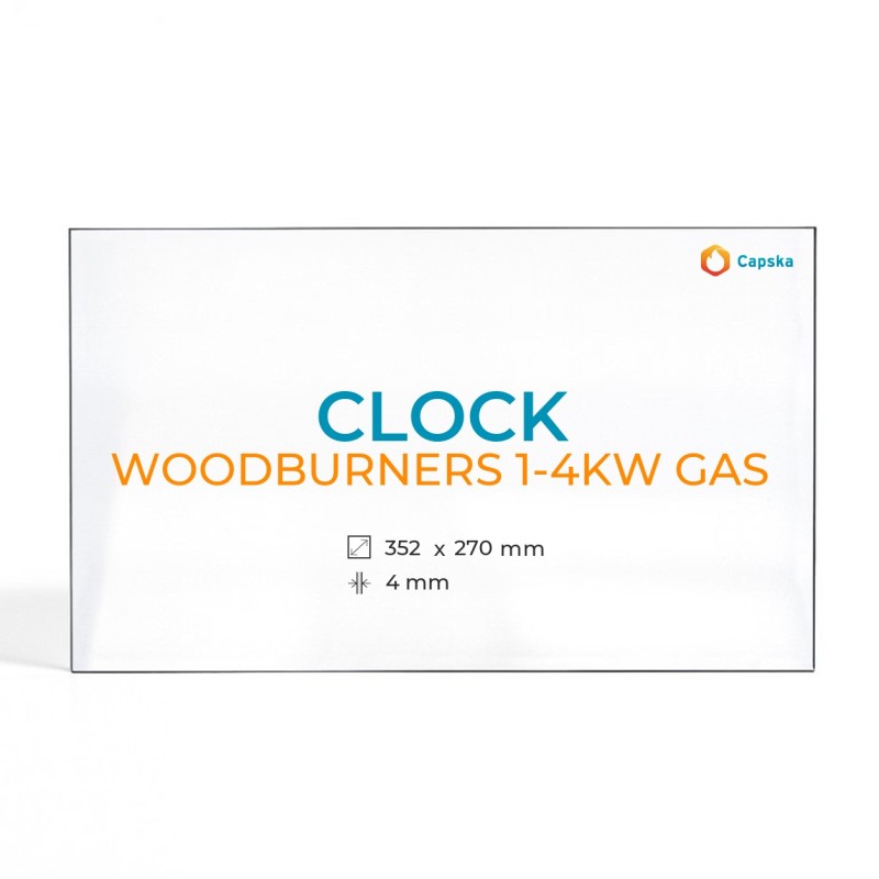 Vetro Clock WOODBURNERS 1-4KW GAS - Vetro Rettangolo per stufa a legna