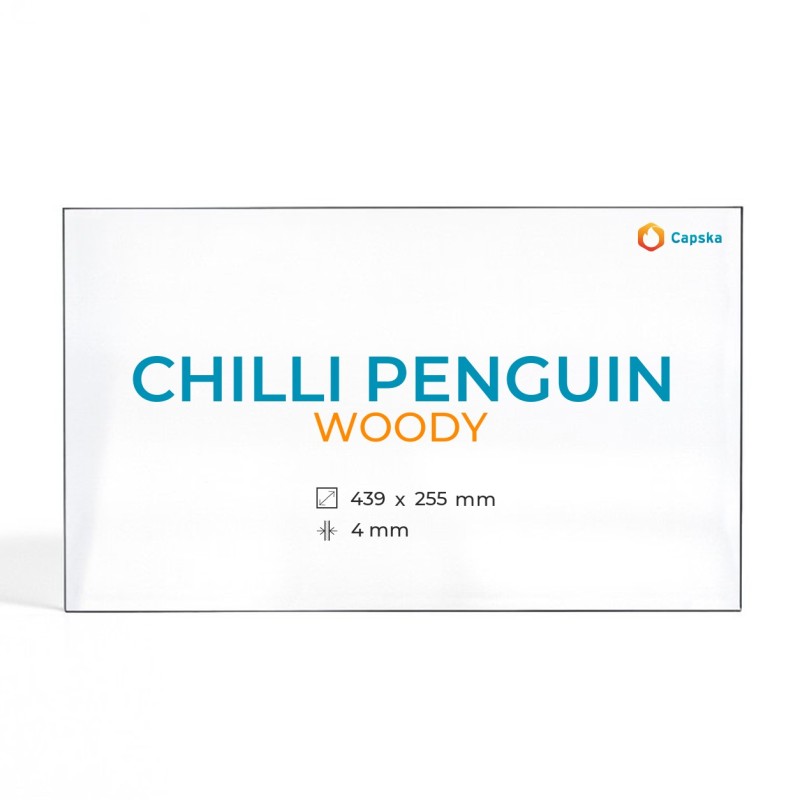 Chilli Penguin WOODY Glas - Rechteck Kaminglas für Kaminofen