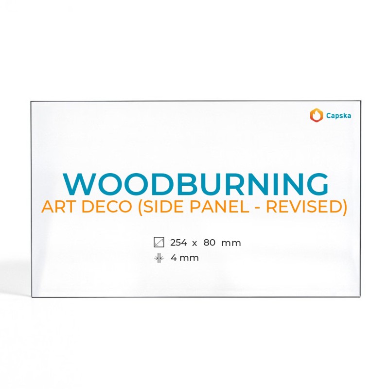 Woodburning ART DECO Glass Panel - Rectangular Stove Glass