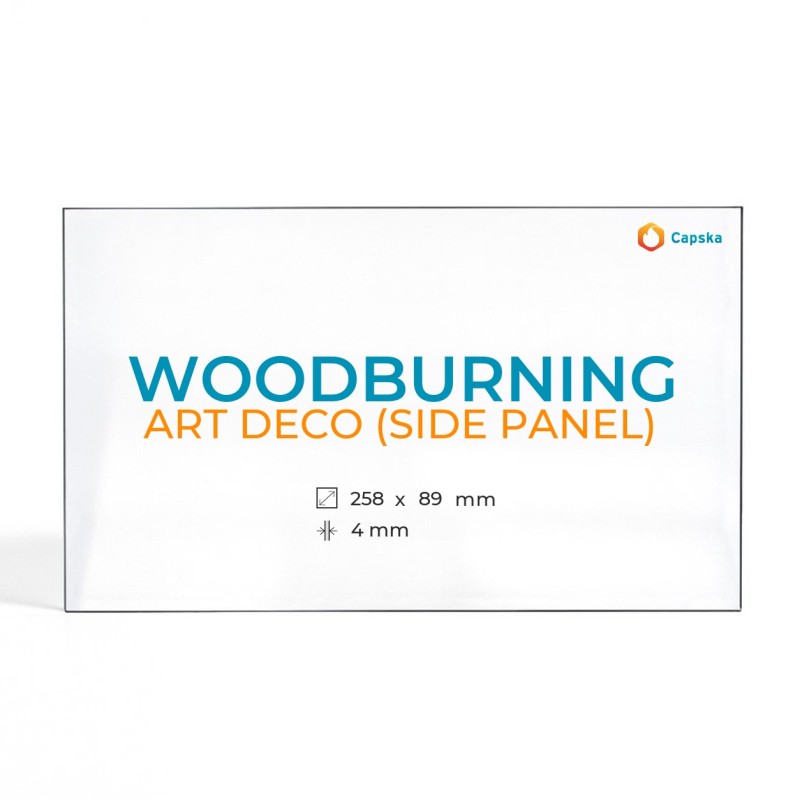 Woodburning ART DECO Glass Panel for Stove - Rectangular Shape
