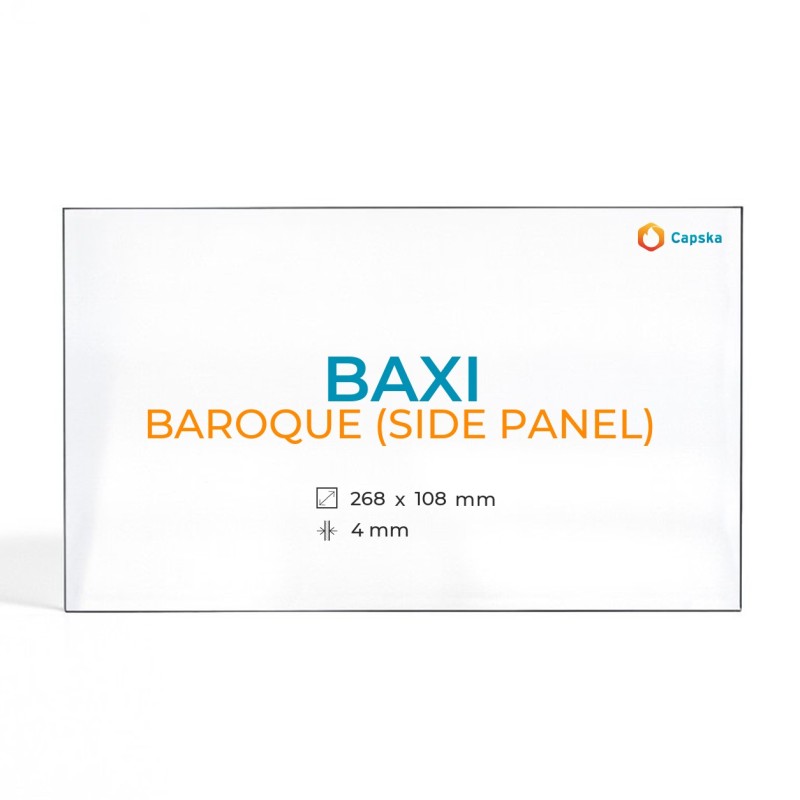 Baxi BAROQUE (SIDE PANEL) Glas - Rechteck Kaminglas für Kaminofen