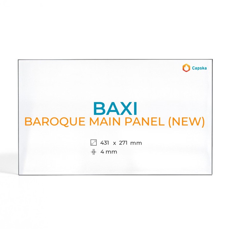 Vitre Baxi BAROQUE MAIN PANEL (NEW) - Verre Rectangle pour poêle à bois