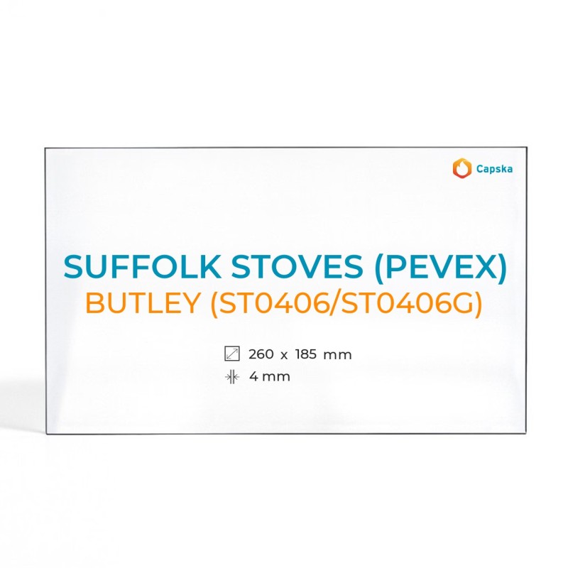 Vitre Suffolk Stoves (Pevex) BUTLEY - Verre Rectangle pour poêle à bois
