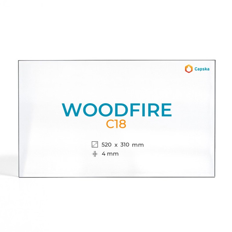 Woodfire C18 Glass - Rectangular Panel for Wood Burning Stove