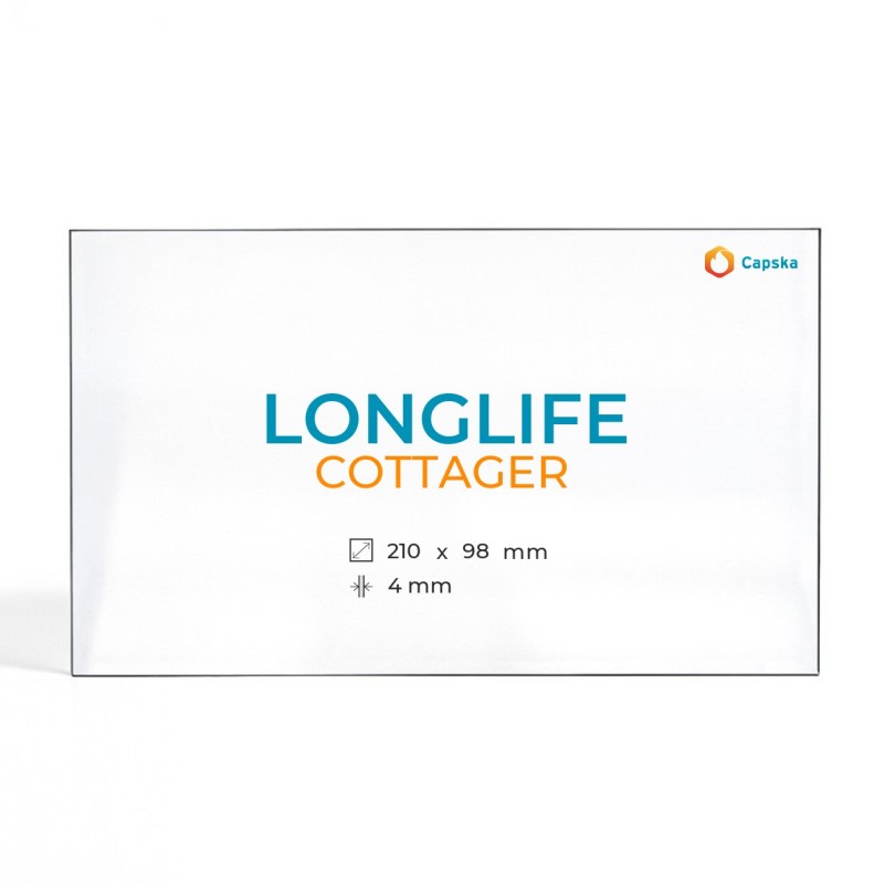 Longlife COTTAGER Glas für Kaminofen - Rechteckig, hitzebeständig