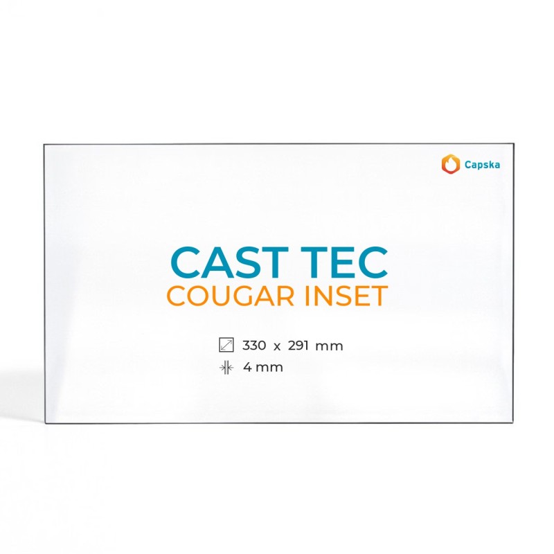 Cast Tec COUGAR INSET Glass - Rectangular Panel for Wood Burning Stove