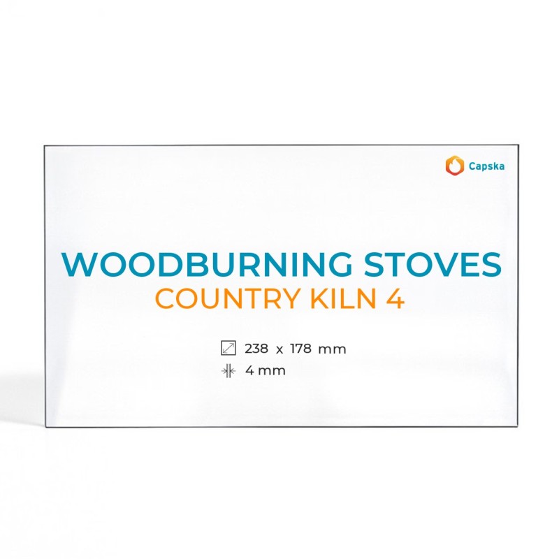 COUNTRY KILN 4 Glass - Rectangular Woodburning Stove Panel