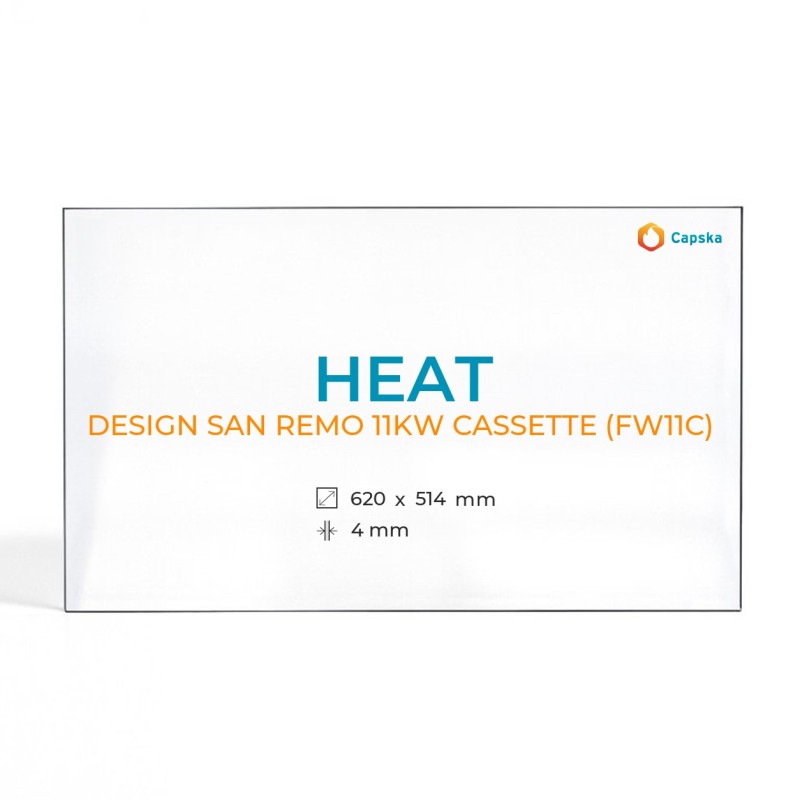 Vetro Heat DESIGN SAN REMO 11KW CASSETTE (FW11C) - Vetro Rettangolo per stufa a legna