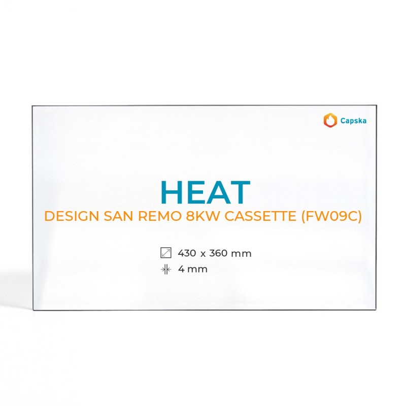 Kaminglas Heat DESIGN SAN REMO 8KW CASSETTE (FW09C) Rechteck 430x360x4mm