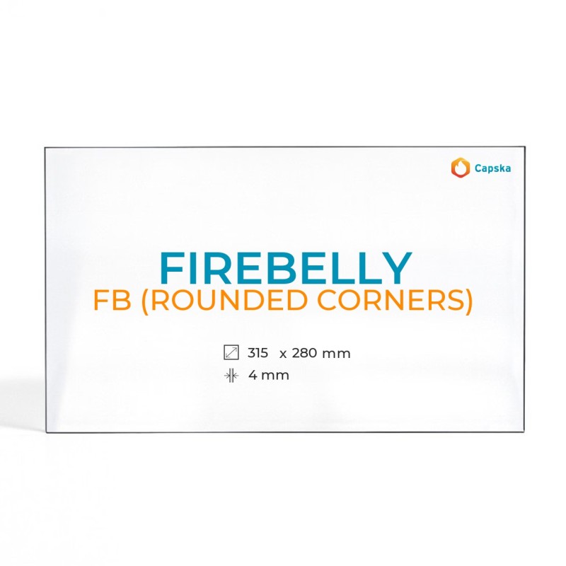 Vetro Firebelly FB (ROUNDED CORNERS) - Vetro Rettangolo per stufa a legna